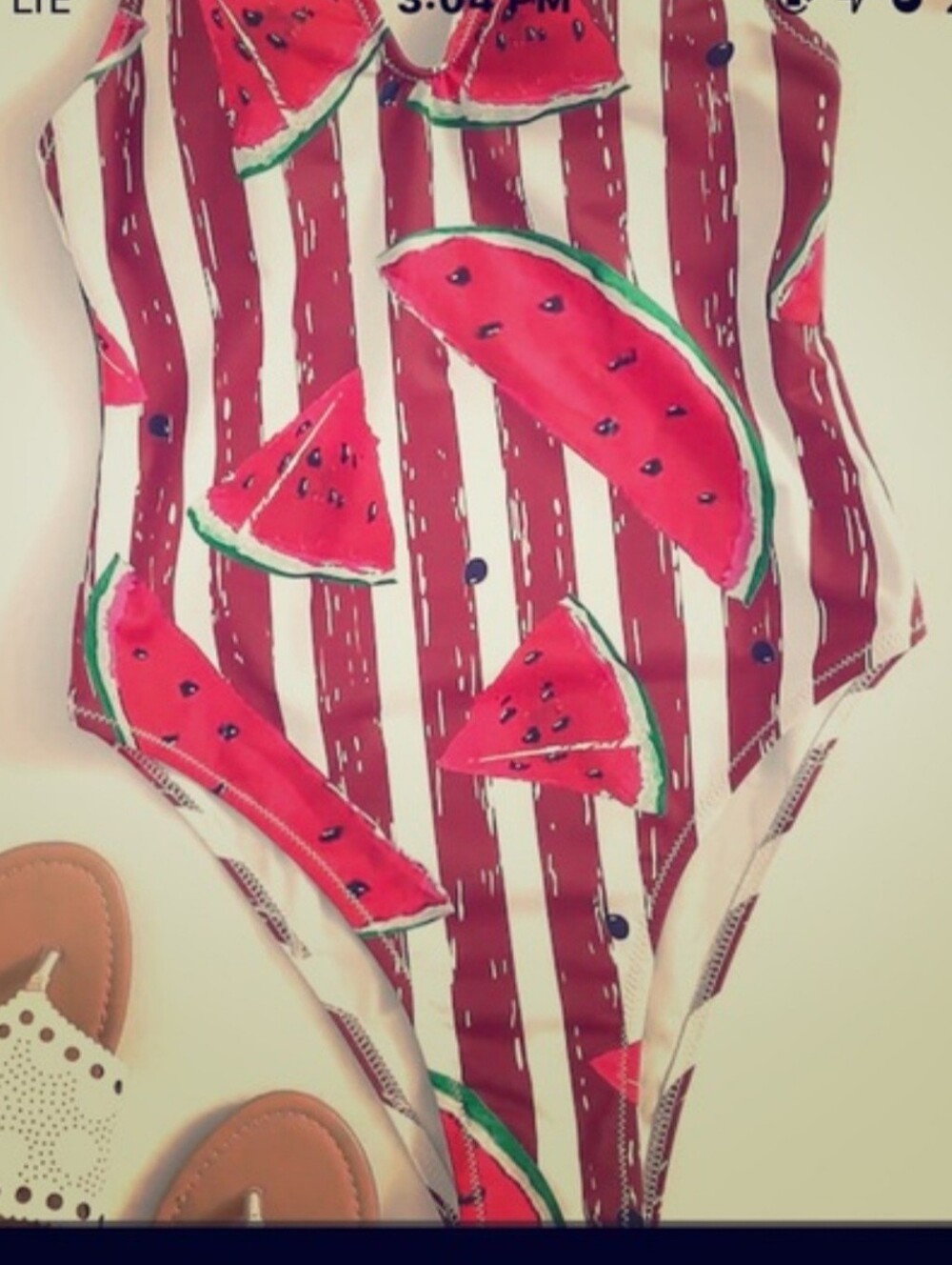 Striped Watermelon One-Piece Swimsuit